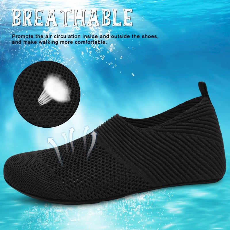 ANLUKE Womens Mens Water Sports Shoes Barefoot Quick-Dry Aqua Yoga Socks Slip-on (42/43, KBlack) - Image 3